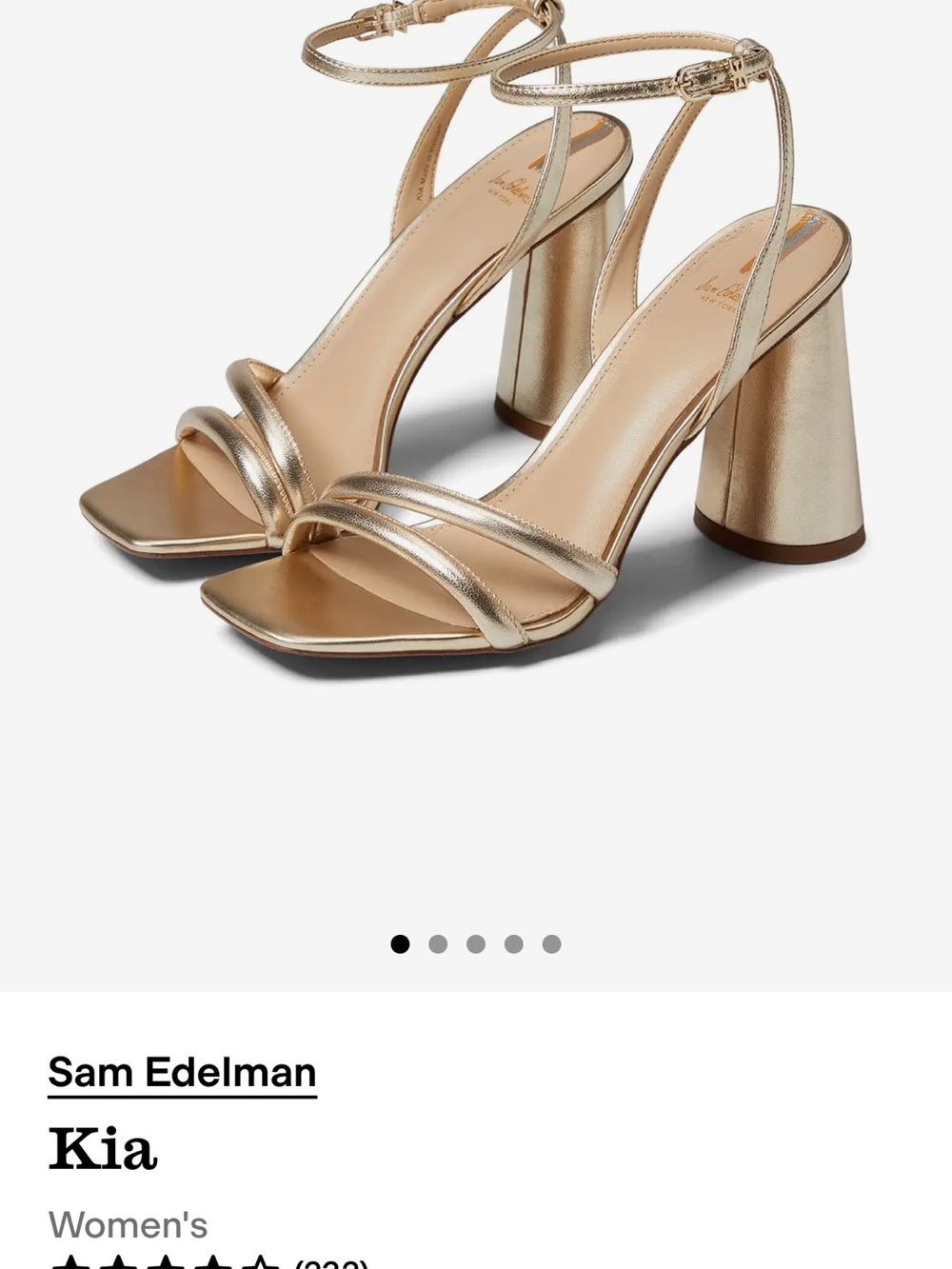 Sam Edelman Kia Metallic Gold Ankle-Strap Block Heel Sandal